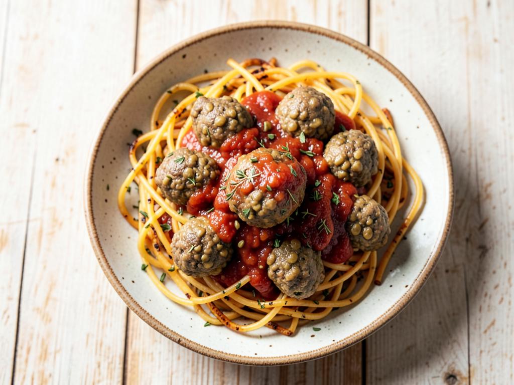 Lentil Meatballs with Spaghetti Squash